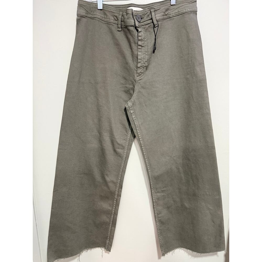 NWOT Zara Super Wide Leg High Rise Green Pants Size 14